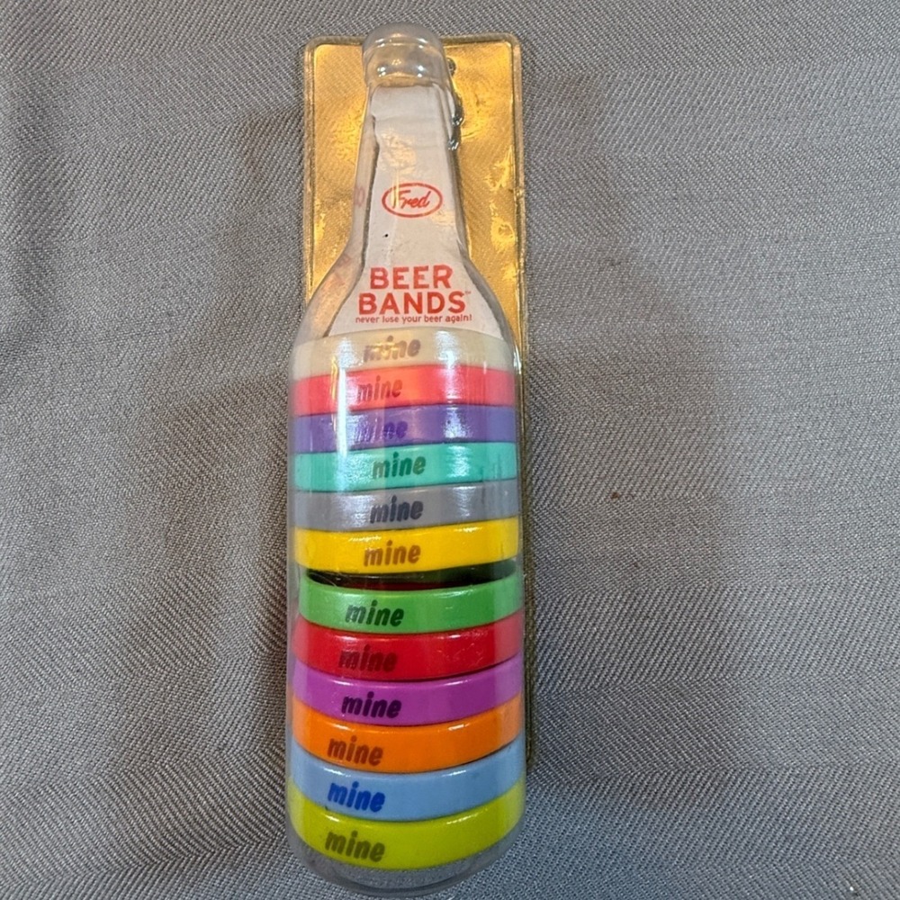 Fred & Friends Beer Bands Silicone Drink Markers Set of 12 Multicolor "Mine"